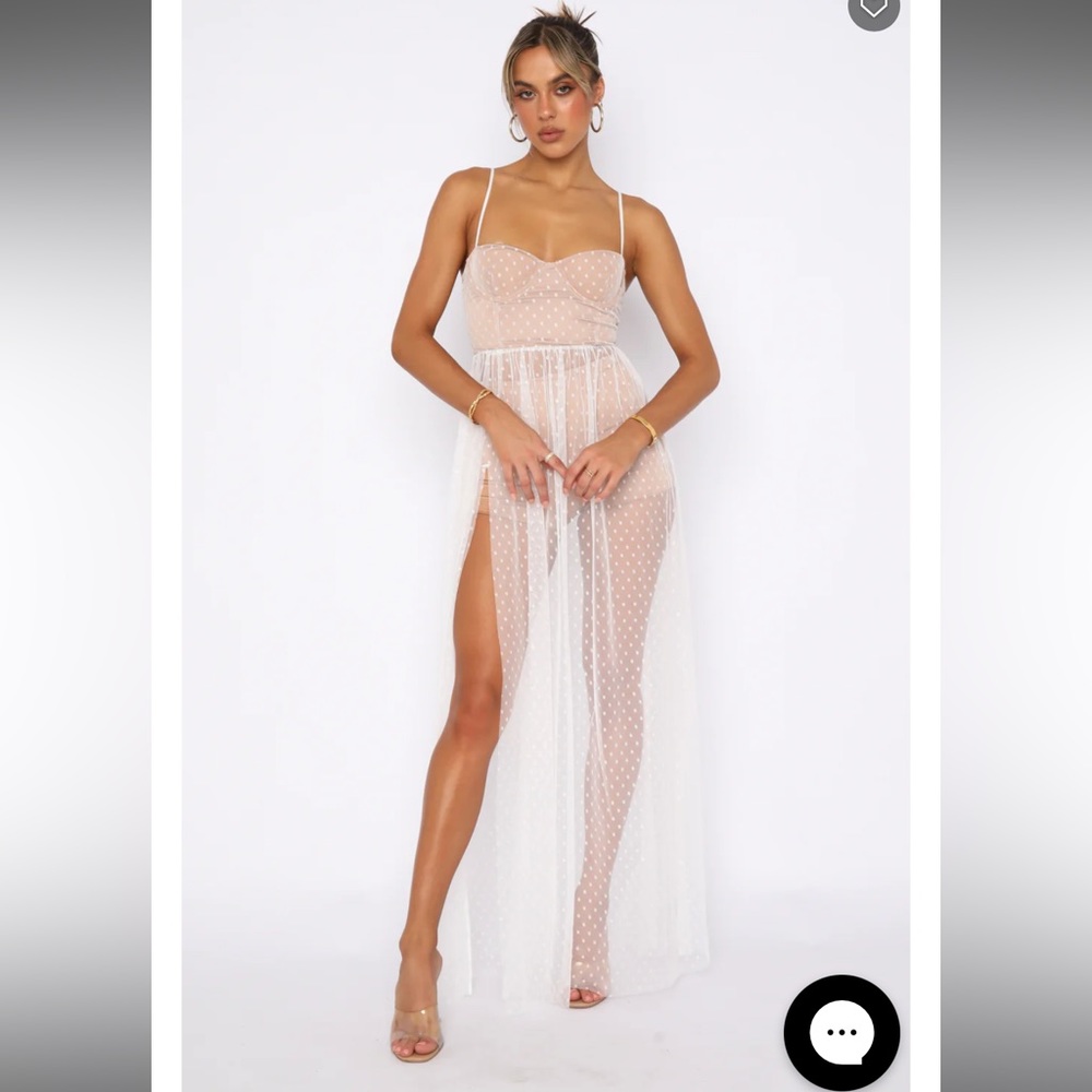 White Fox Totally Bangin’ mesh maxi dress